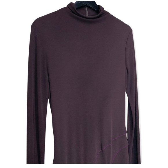 Lida Baday Purple Mock Neck Long Sleeve Dress Large - Picture 2 of 16